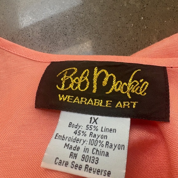 Bob Mackie Wearable Art Linen Blend Peach Open Jacket & Shell Cutout Design 1X - Picture 5 of 5